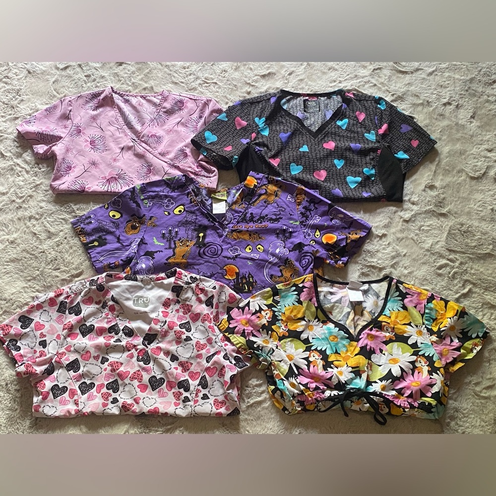 Size XS & S- Lot of 5 Scrub Shirts